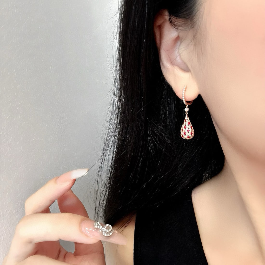 14k Gold 1.5 Ctw Natural Ruby & Diamond Earrings - 5