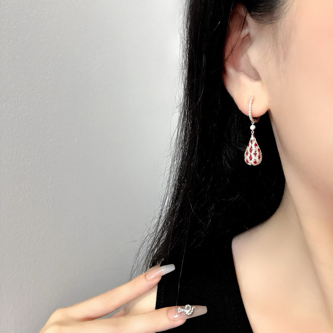 14k Gold 1.5 Ctw Natural Ruby & Diamond Earrings - 6