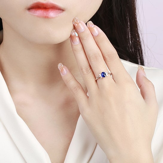 14k Gold 0.82 Ctw Natural Sapphire & Diamond Ring - 5