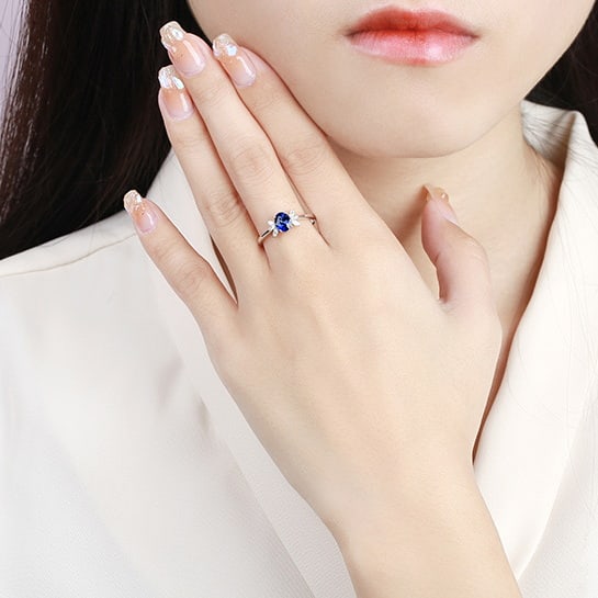 14k Gold 0.82 Ctw Natural Sapphire & Diamond Ring - 6