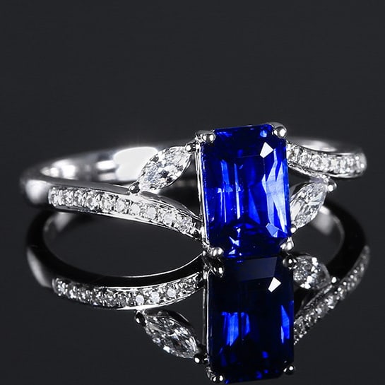 14k Gold 1.45 Ctw Natural Sapphire & Diamond Ring - 3