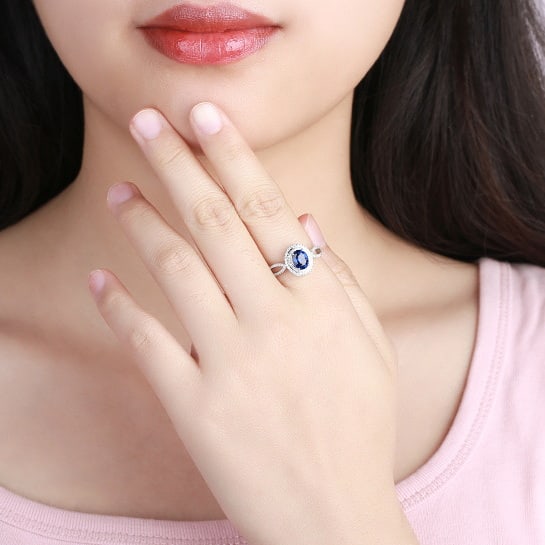 14k Gold 1.42 Ctw Natural Sapphire & Diamond Ring - 4