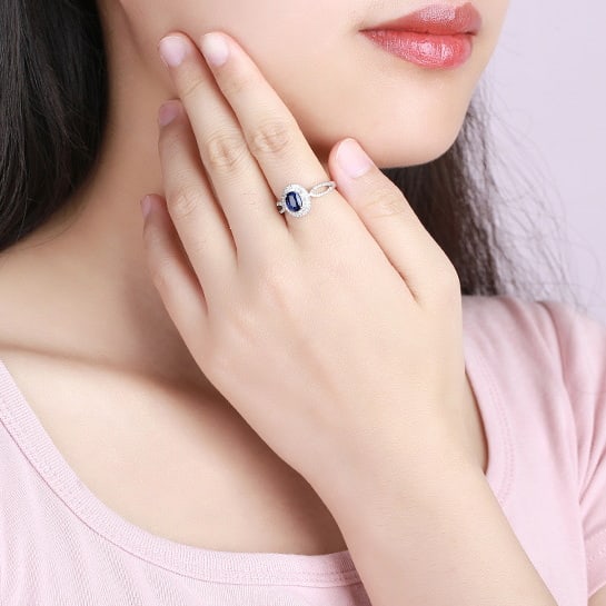 14k Gold 1.42 Ctw Natural Sapphire & Diamond Ring - 5