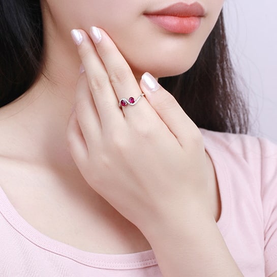 14k Gold 0.71 Ctw Natural Ruby & Diamond Ring - 6