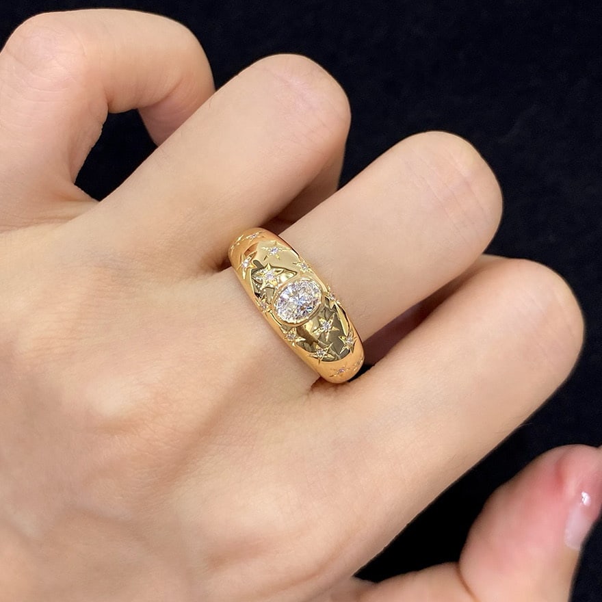 14k Gold 0.3 Ct Natural H Diamond Ring - 3