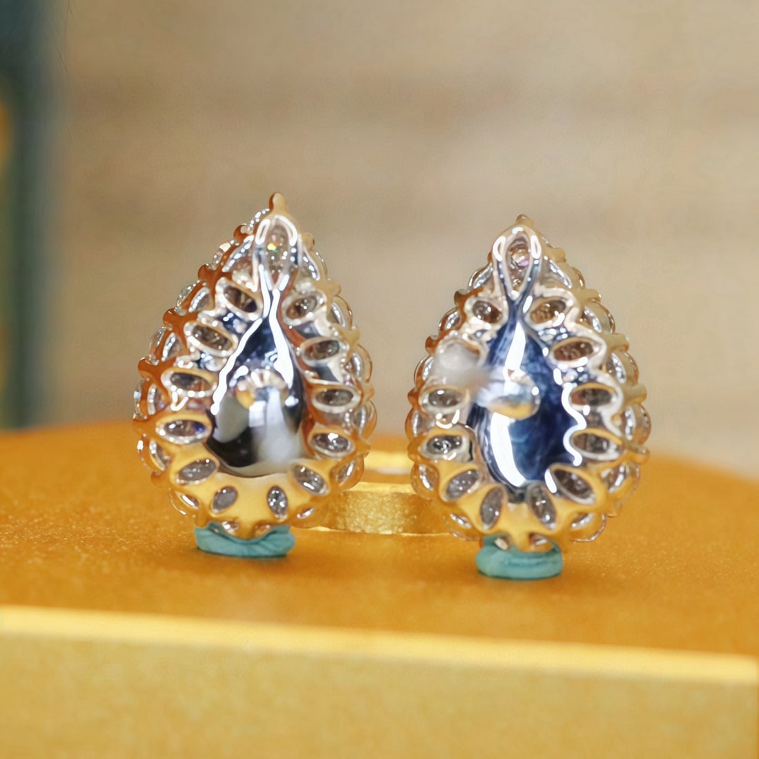 14k Gold 1.45 Ctw Natural Sapphire & Diamond Earrings - 4