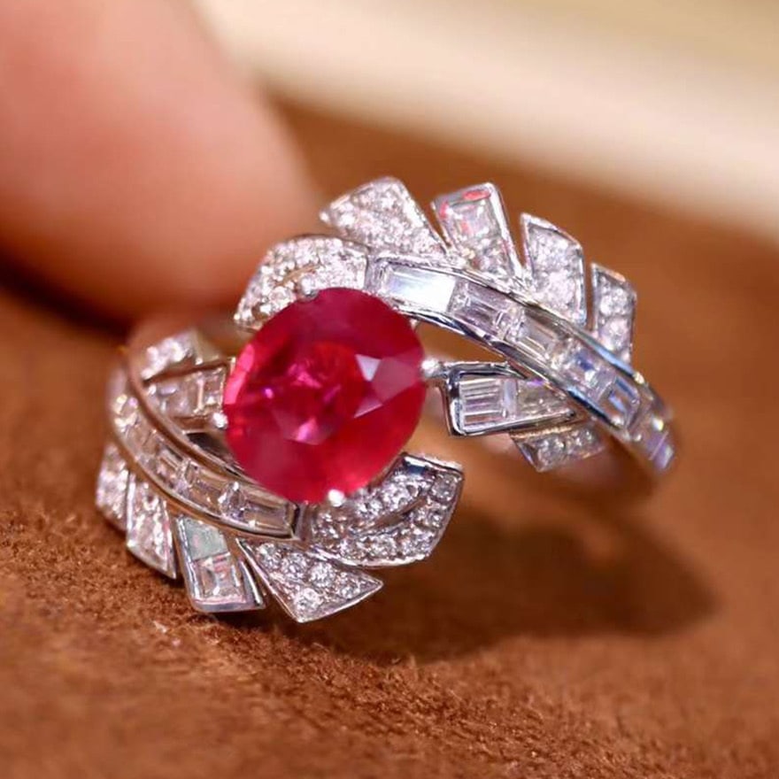 14k Gold 1.96 Ctw Natural Ruby & Diamond Ring: Ref:231062091 // gold content:14k gold // ring size:7. 25us // // main gemstone:ruby // shape:oval // carat weight:1. 20ct // color:red // treatment:natural // // adjacent gemstone 2 : diamond // shap
