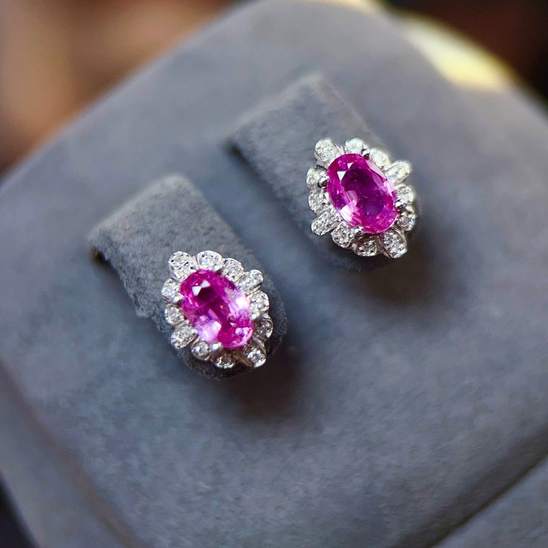 14k Gold 1.39 Ctw Natural Sapphire & Diamond Earrings - 3