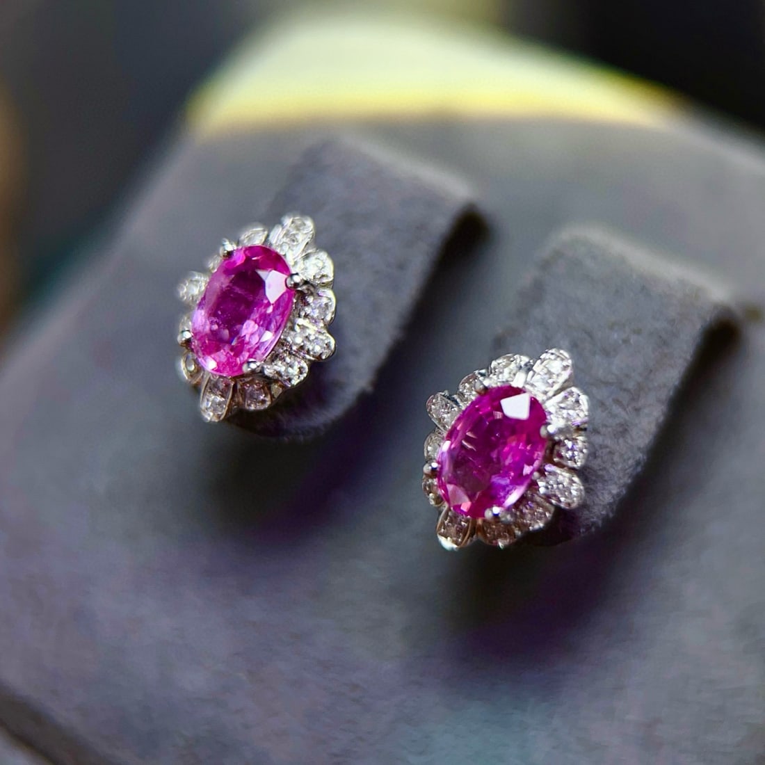 14k Gold 1.39 Ctw Natural Sapphire & Diamond Earrings - 4