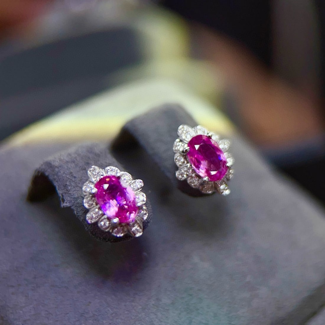 14k Gold 1.39 Ctw Natural Sapphire & Diamond Earrings - 5