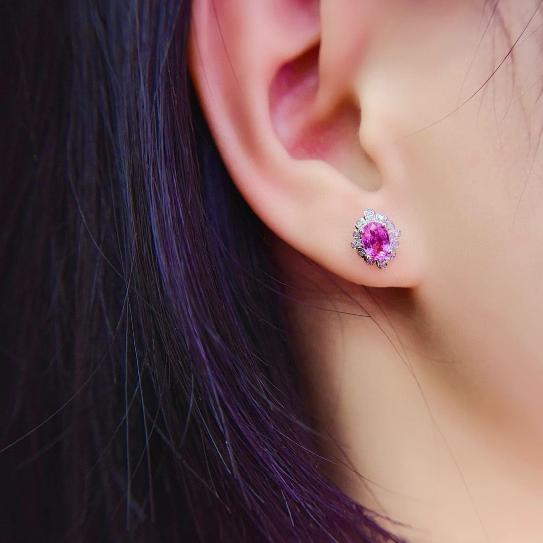 14k Gold 1.39 Ctw Natural Sapphire & Diamond Earrings - 6