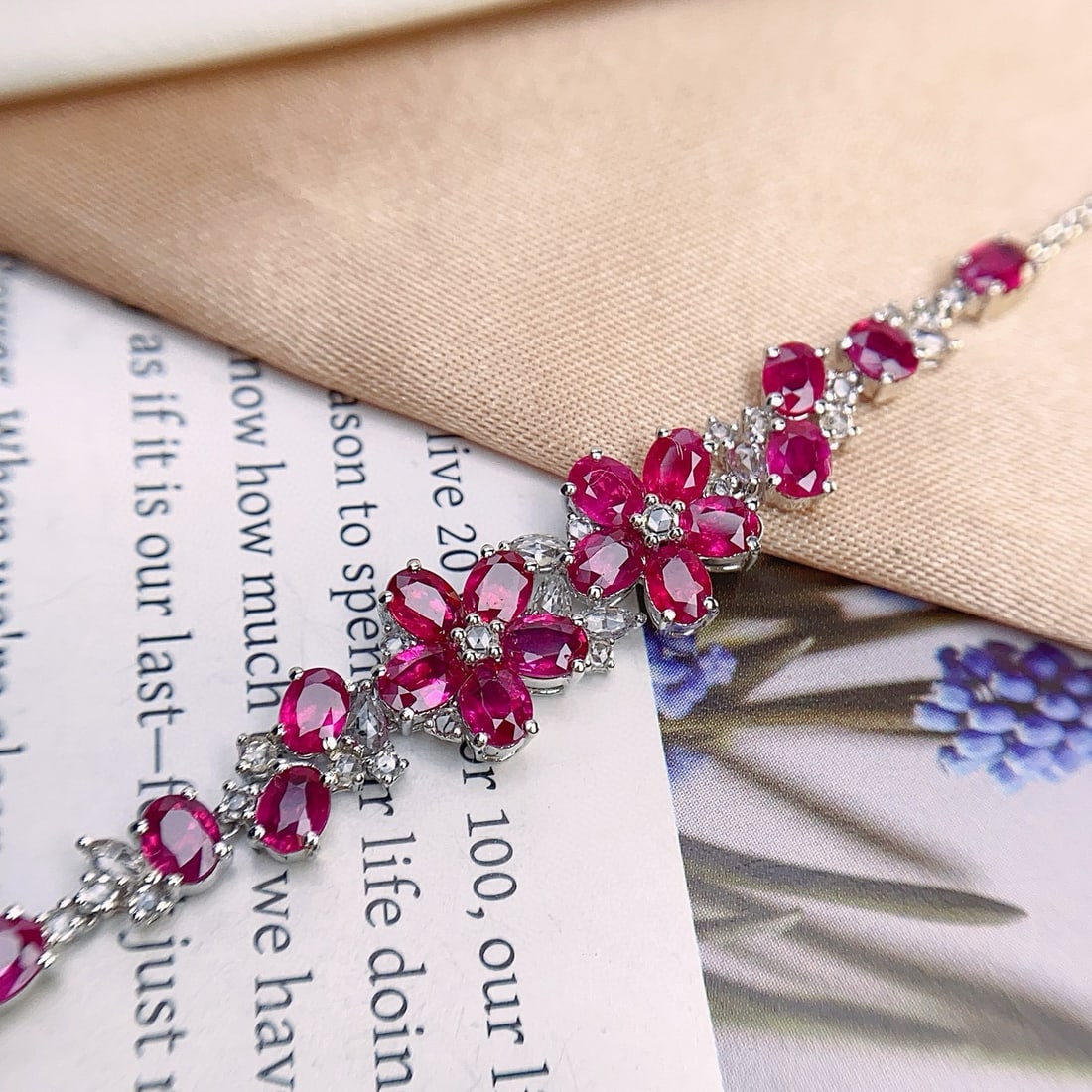 14k Gold 5.10 Ct Natural Ruby & Sapphire Bracelet - 3