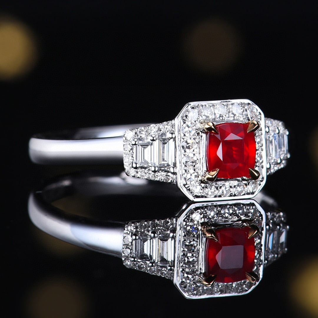 14k Gold 0.62 Ctw Natural Ruby & Diamond Ring - 3