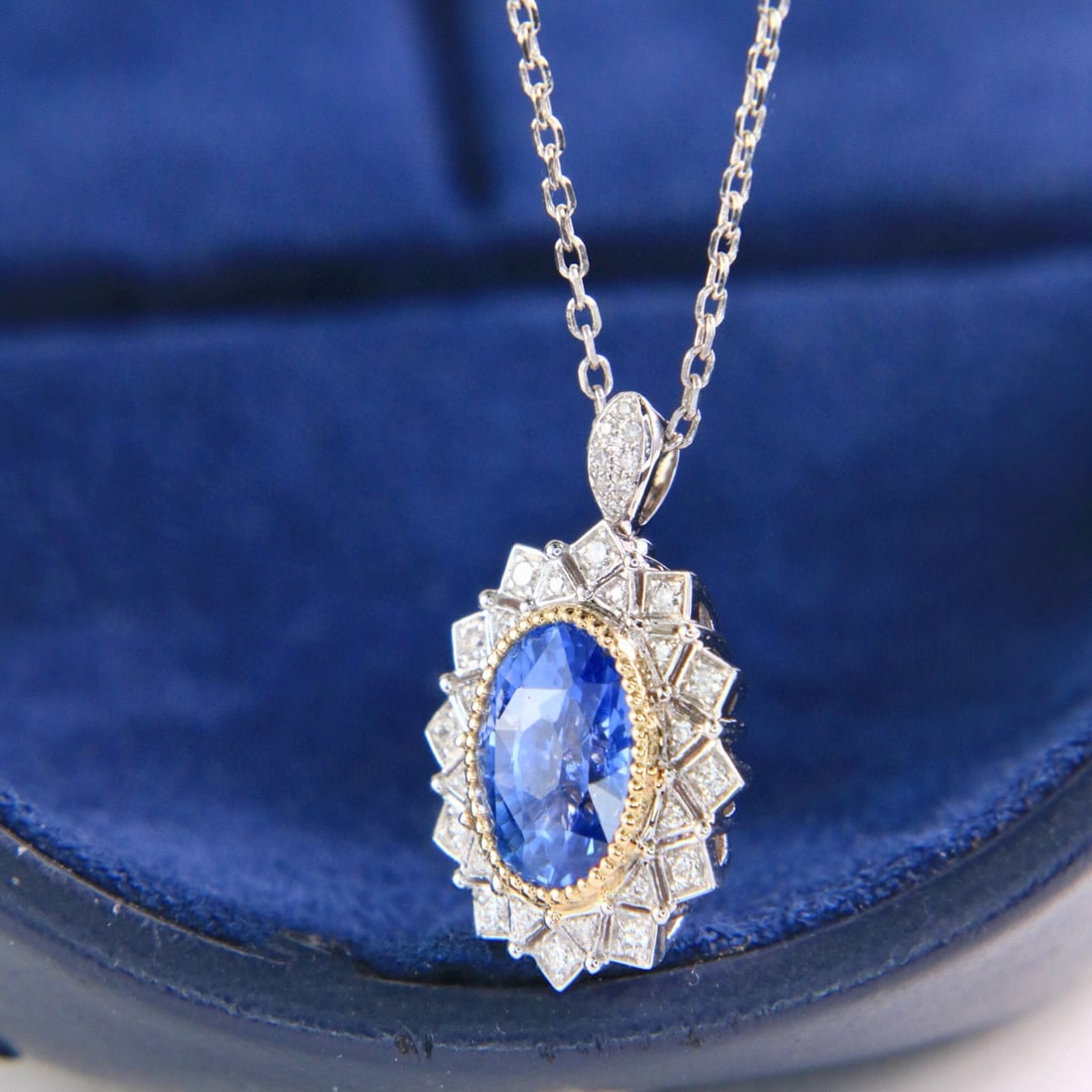 14k Gold 3.00 Ctw Natural Sapphire & Diamond Ring/pendant( Without Chain ) - 7