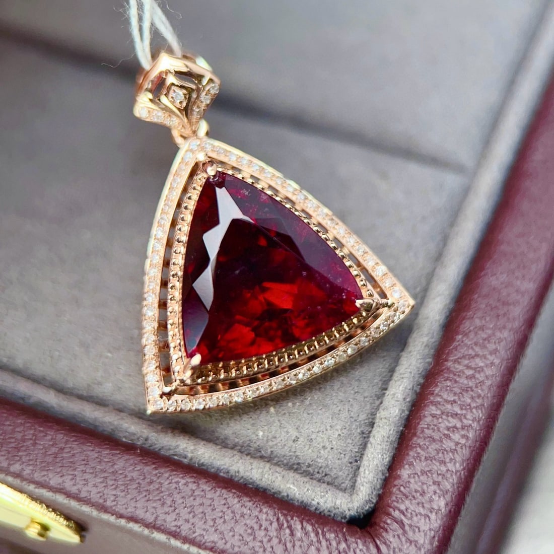 14k Gold 7.35 Ct Natural Tourmaline & Diamond Pendant( Without Chain ) - 3