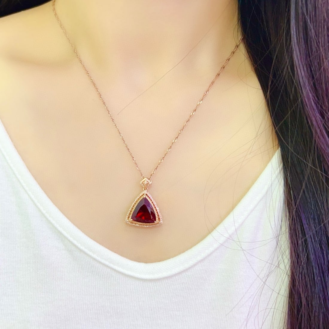 14k Gold 7.35 Ct Natural Tourmaline & Diamond Pendant( Without Chain ) - 4