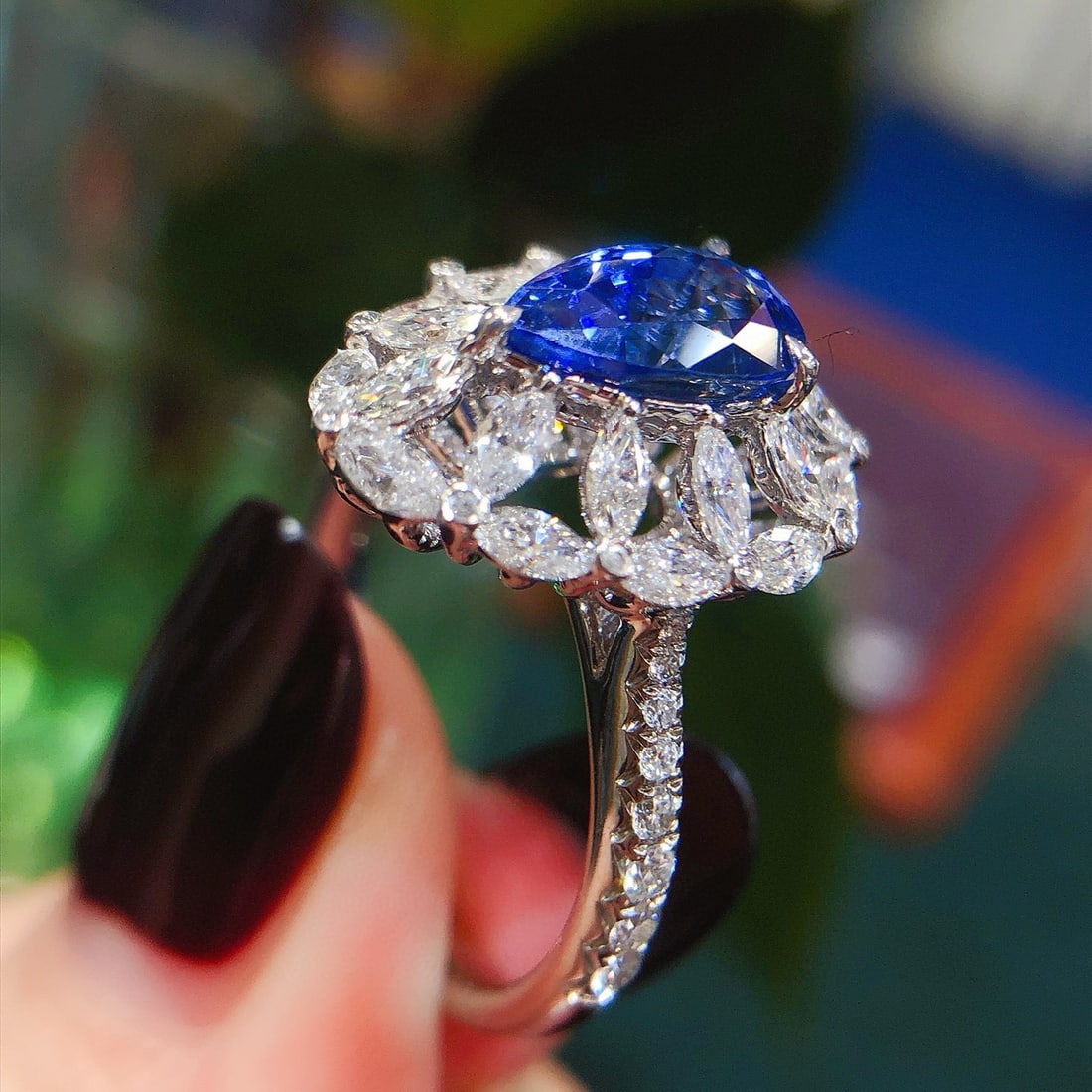 14k Gold 3.45 Ctw Natural Sapphire & Diamond Ring - 4