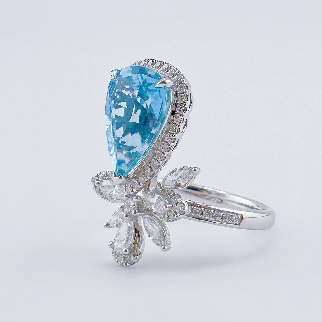 14k Gold 3.83 Ctw Natural Aquamarine & Diamond Ring - 3