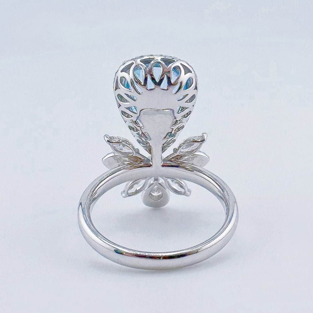 14k Gold 3.83 Ctw Natural Aquamarine & Diamond Ring - 4