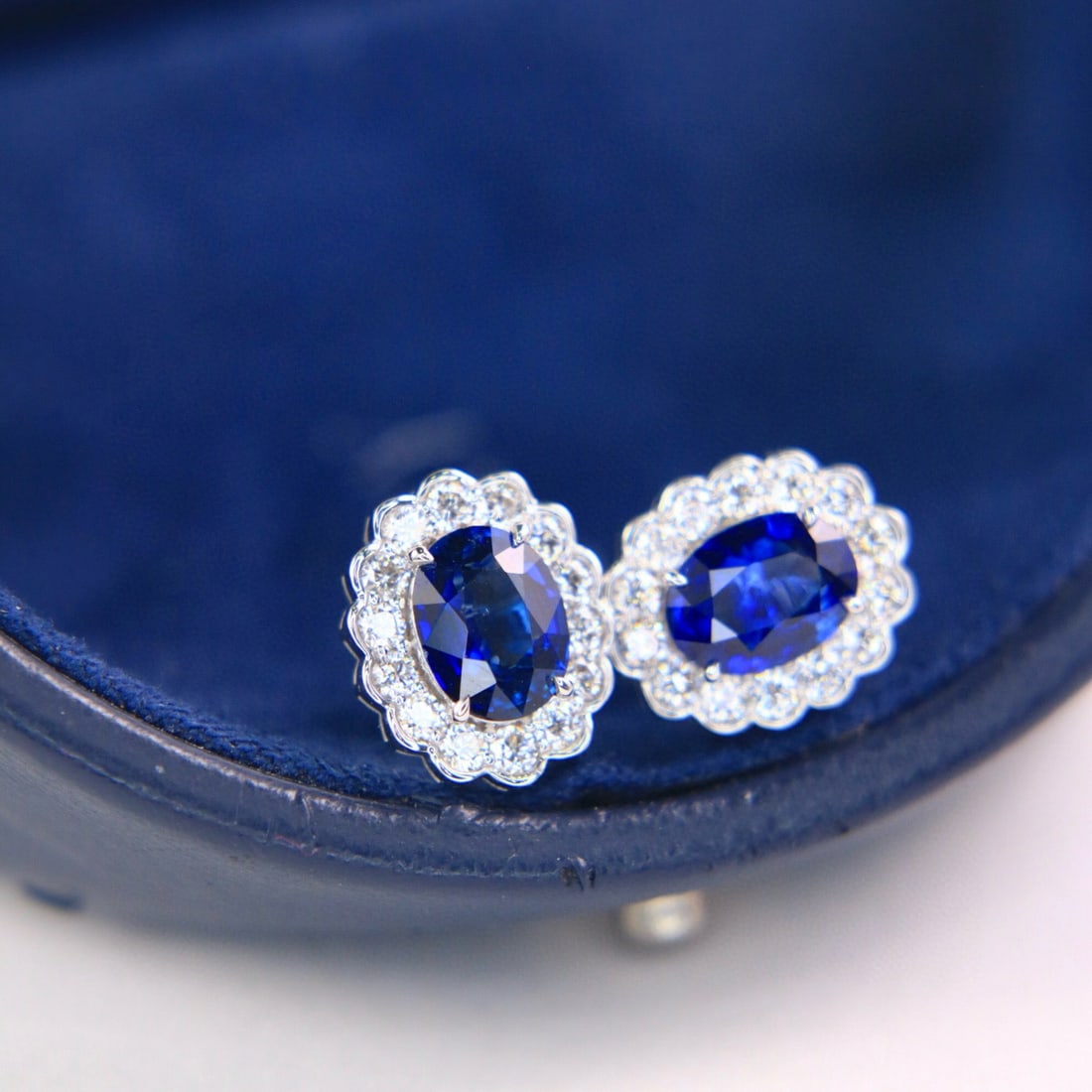 14k Gold 2.39 Ctw Natural Sapphire & Diamond Earrings - 2