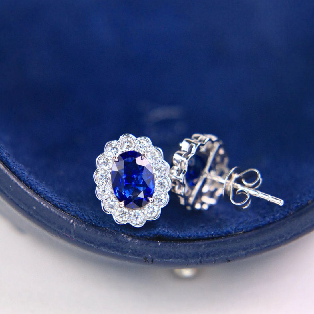 14k Gold 2.39 Ctw Natural Sapphire & Diamond Earrings - 3