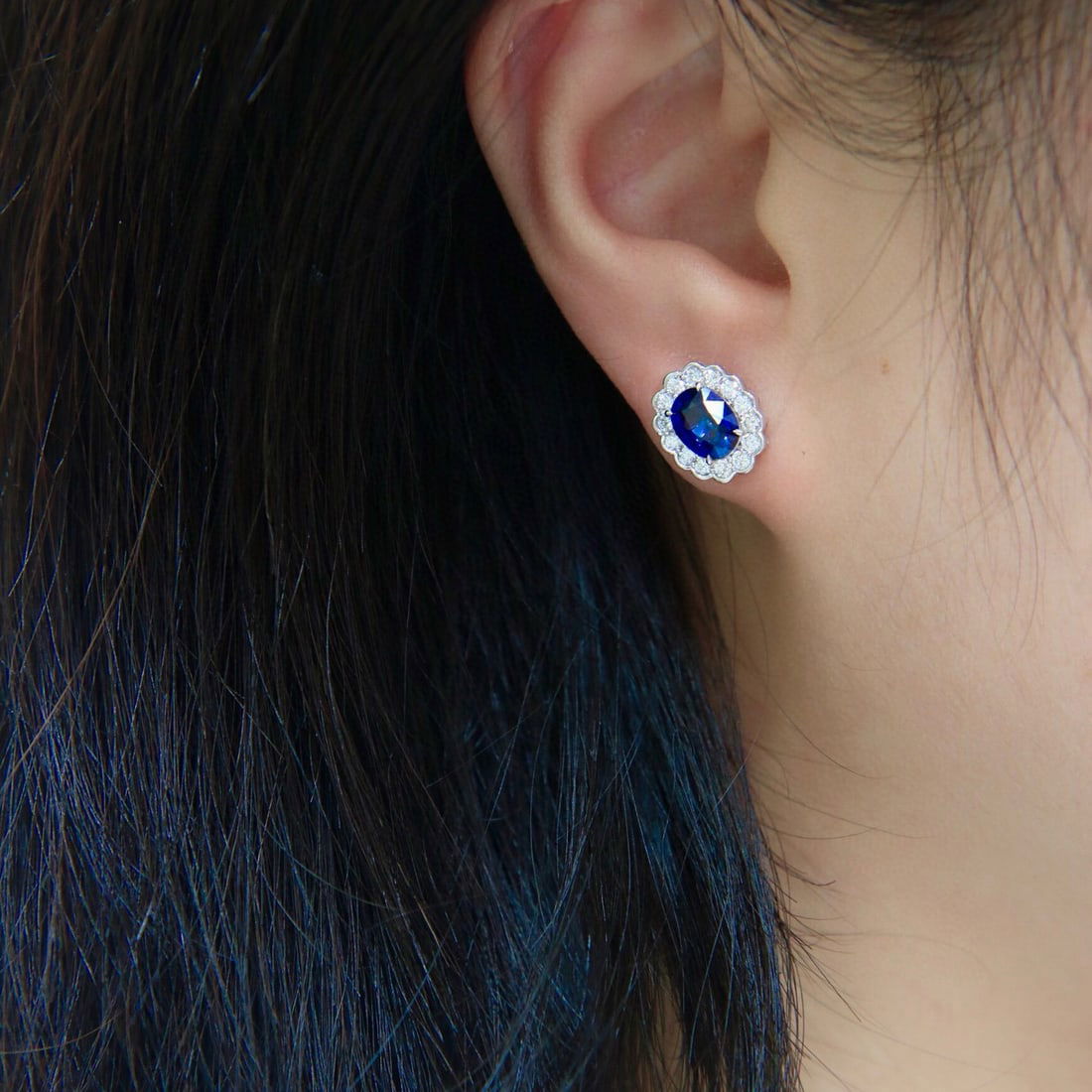 14k Gold 2.39 Ctw Natural Sapphire & Diamond Earrings - 5