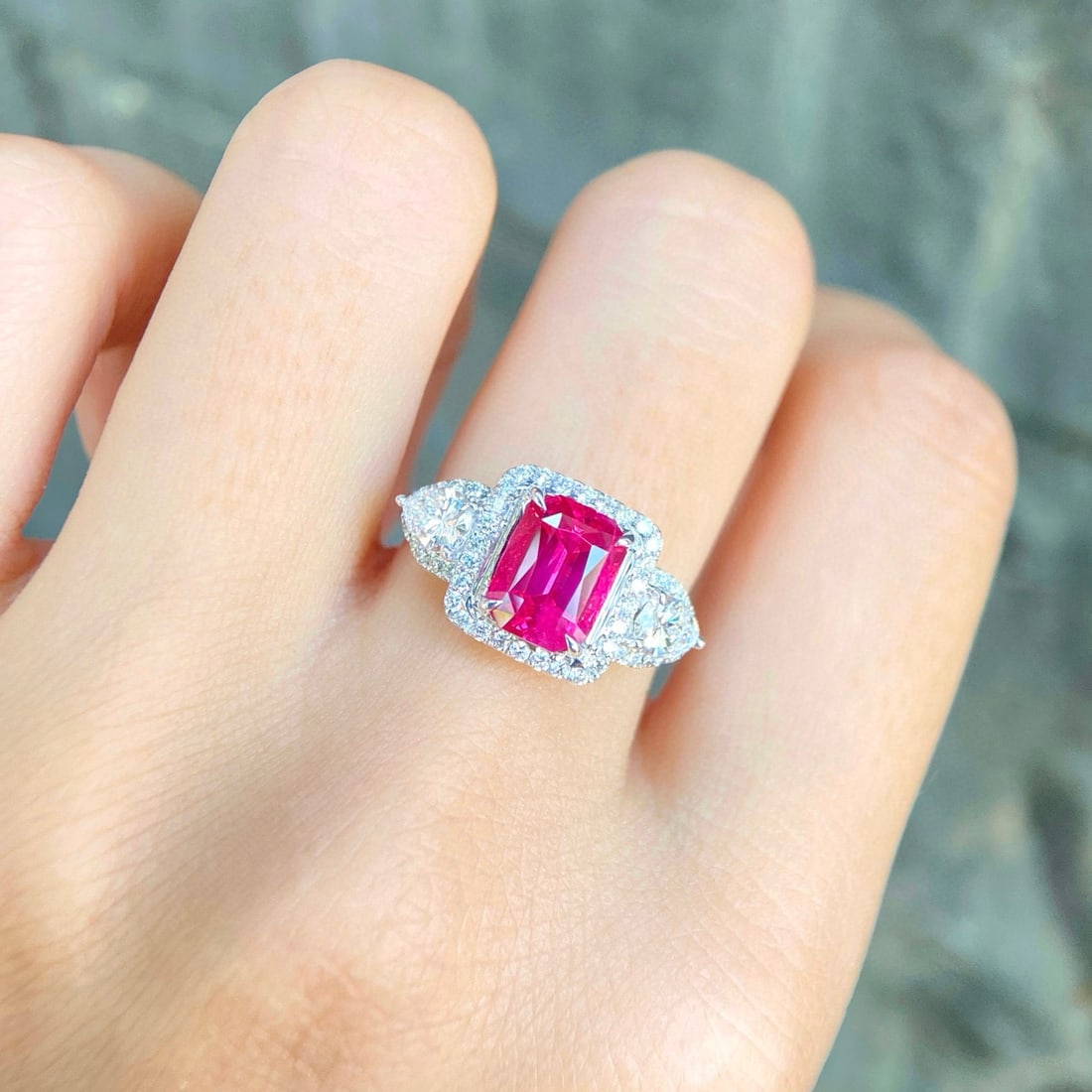 14k Gold 3.88 Ctw Natural Spinel & Diamond Ring - 4