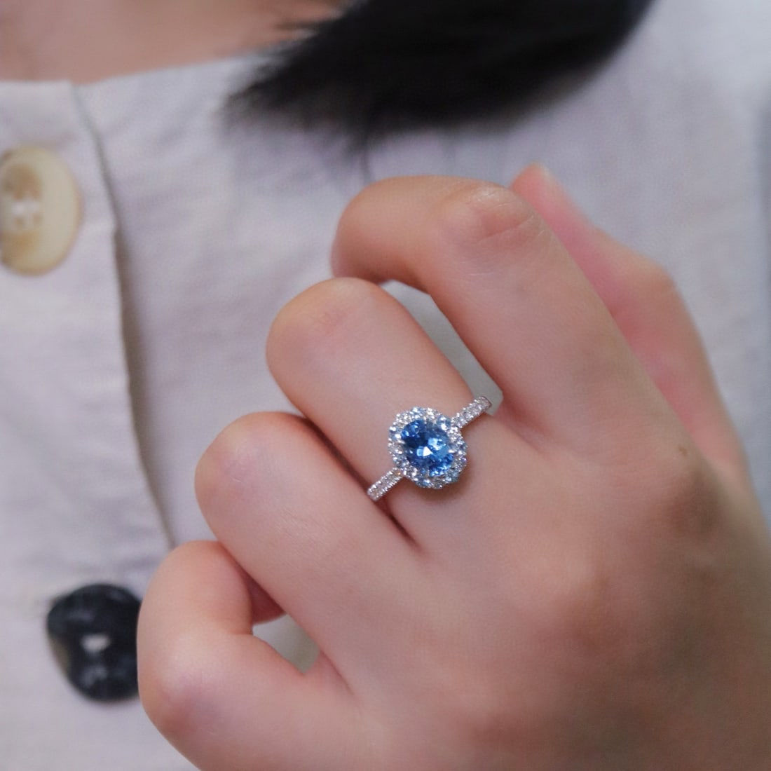 14k Gold 1.43 Ctw Natural Aquamarine & Diamond Ring - 4