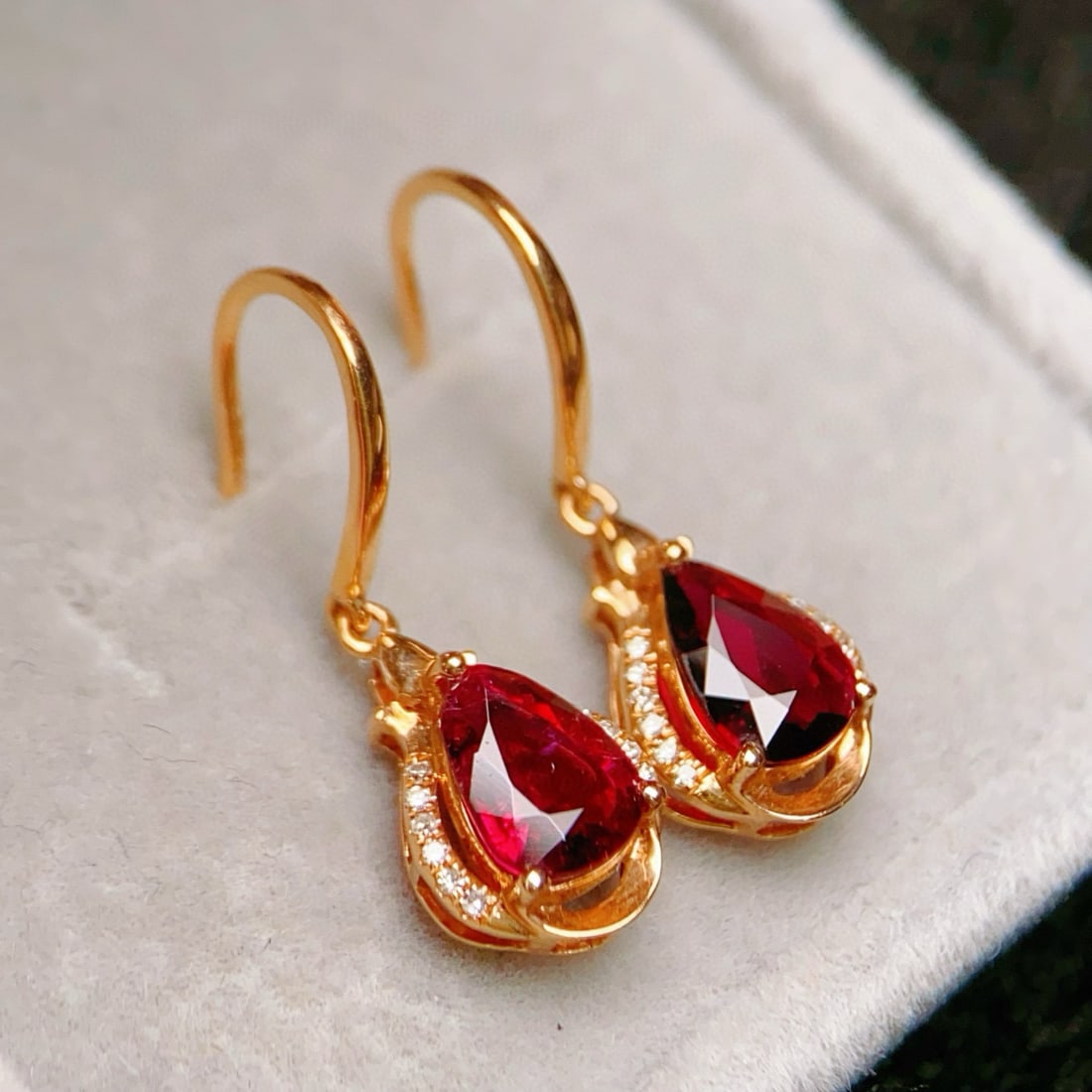 14k Gold 1.27 Ctw Natural Tourmaline & Diamond Earrings - 5