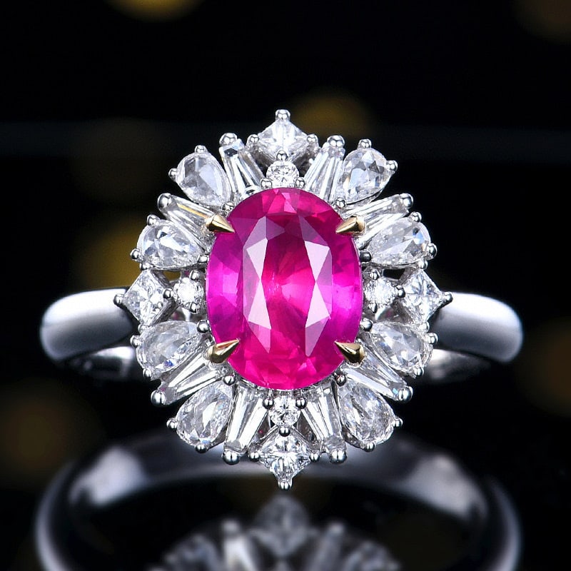 14k Gold 2.73 Ctw Natural Sapphire & Diamond Ring/pendant( Without Chain ): Ref:231062245 // gold content:14k gold // ring size:7. 25us // // main gemstone:sapphire // shape:oval // carat weight:2ct // color:pink // treatment:natural // // adjacent gemstone 2 : diamond //