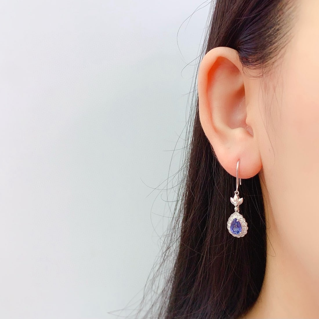 14k Gold 2.4 Ct Natural Sapphire & Diamond Earrings - 6