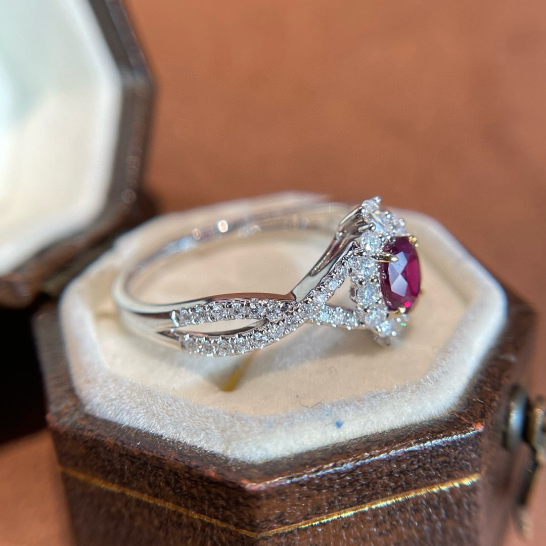 14k Gold 0.50 Ct Natural Ruby & Diamond Ring - 3