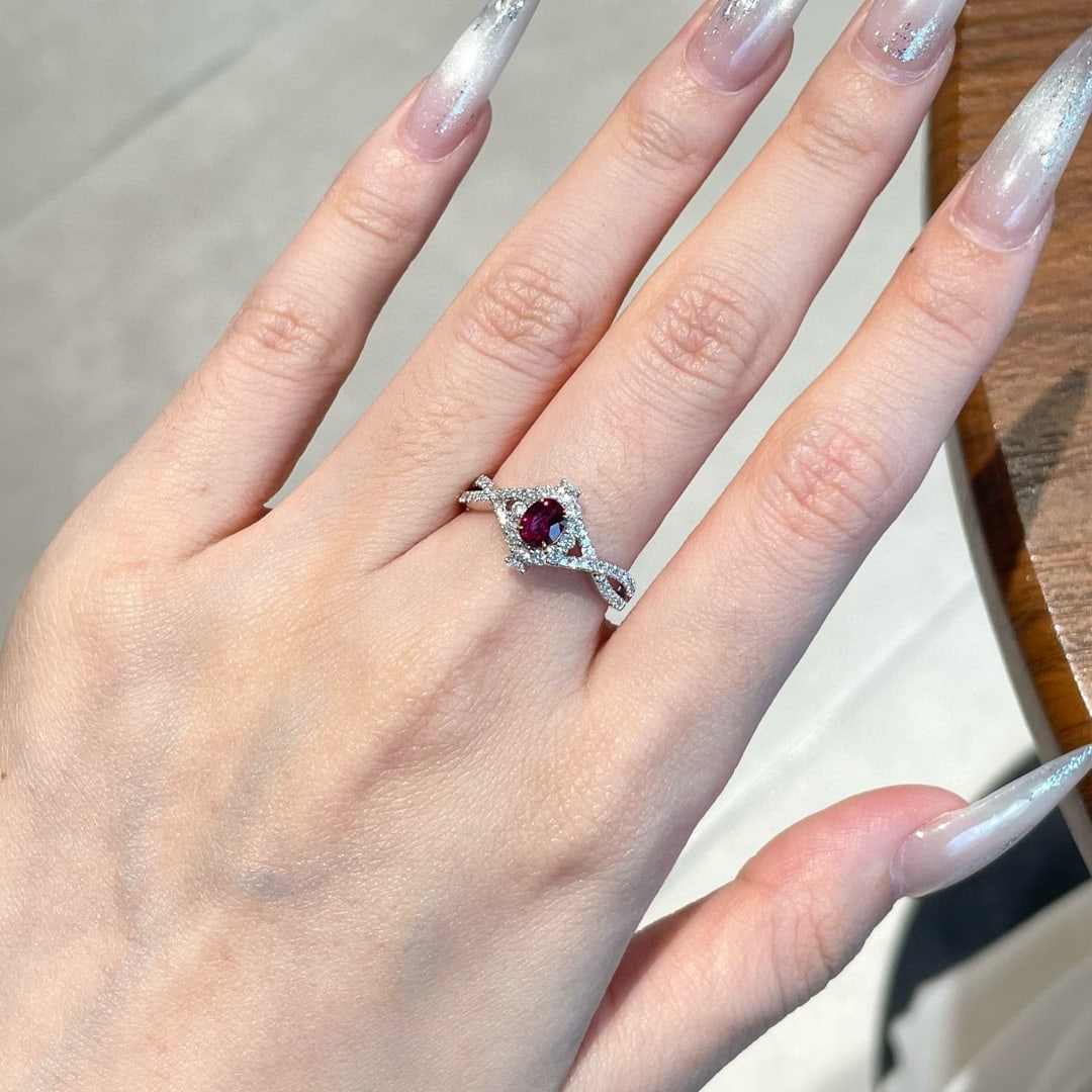 14k Gold 0.50 Ct Natural Ruby & Diamond Ring - 4