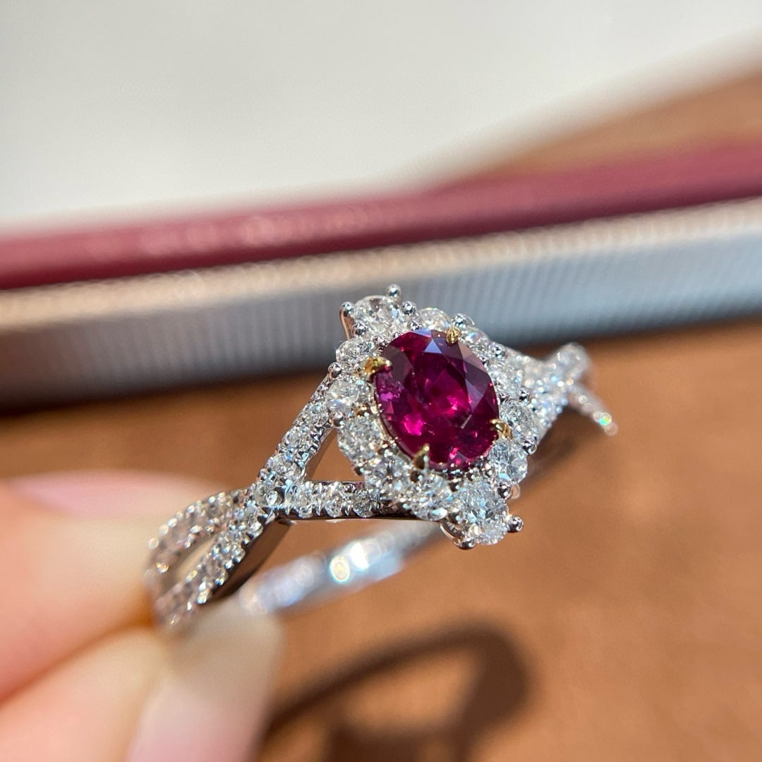 14k Gold 0.50 Ct Natural Ruby & Diamond Ring - 8