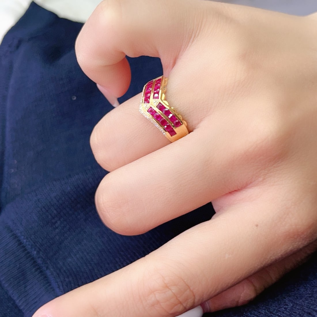 14k Gold 1.80 Ct Natural Ruby & Diamond Ring - 5