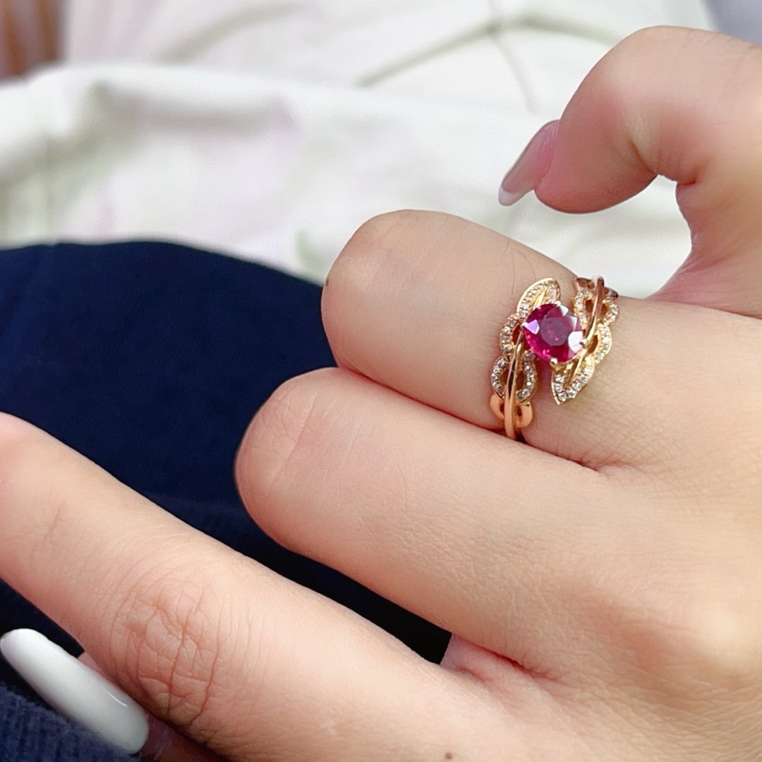 14k Gold 1.03 Ct Natural Ruby & Diamond Ring - 5