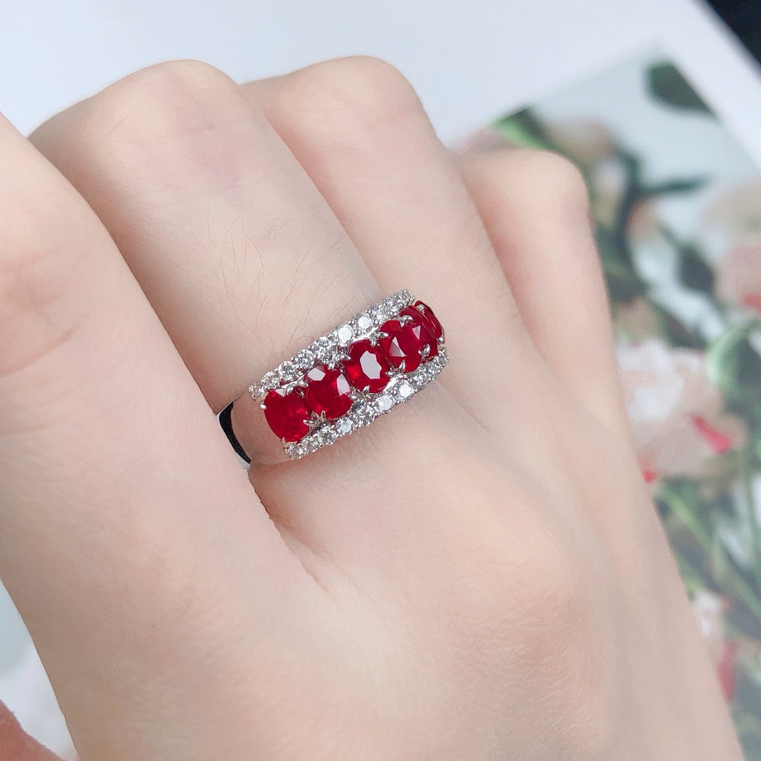 14k Gold 2.31 Ctw Natural Ruby & Diamond Ring - 7