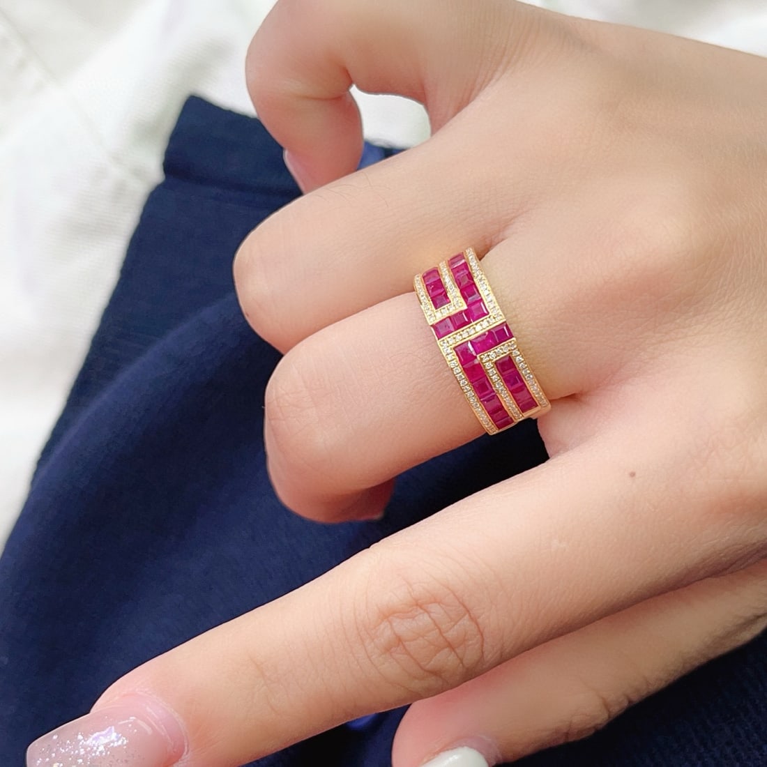 14k Gold 3.00 Ct Natural Ruby & Diamond Ring - 6