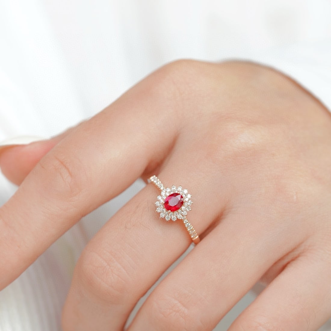 14k Gold 0.8 Ctw Natural Ruby & Diamond Ring - 2