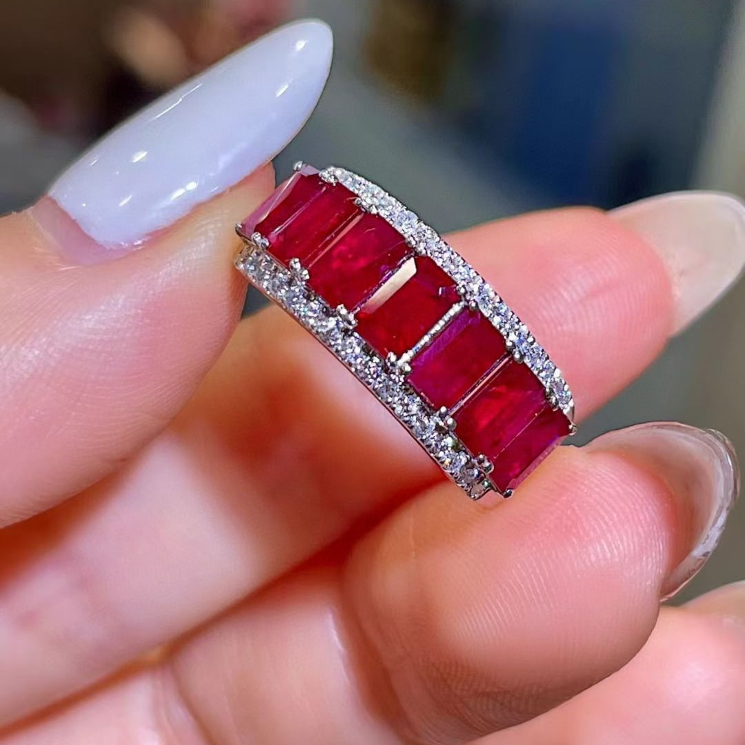 14k Gold 2.90 Ctw Natural Ruby & Diamond Ring - 4