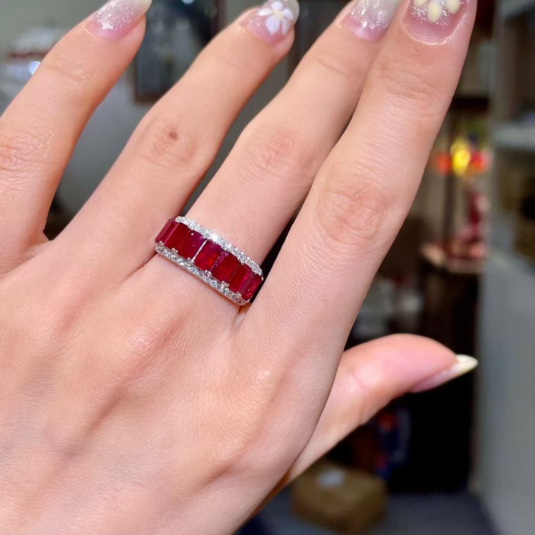 14k Gold 2.90 Ctw Natural Ruby & Diamond Ring - 6