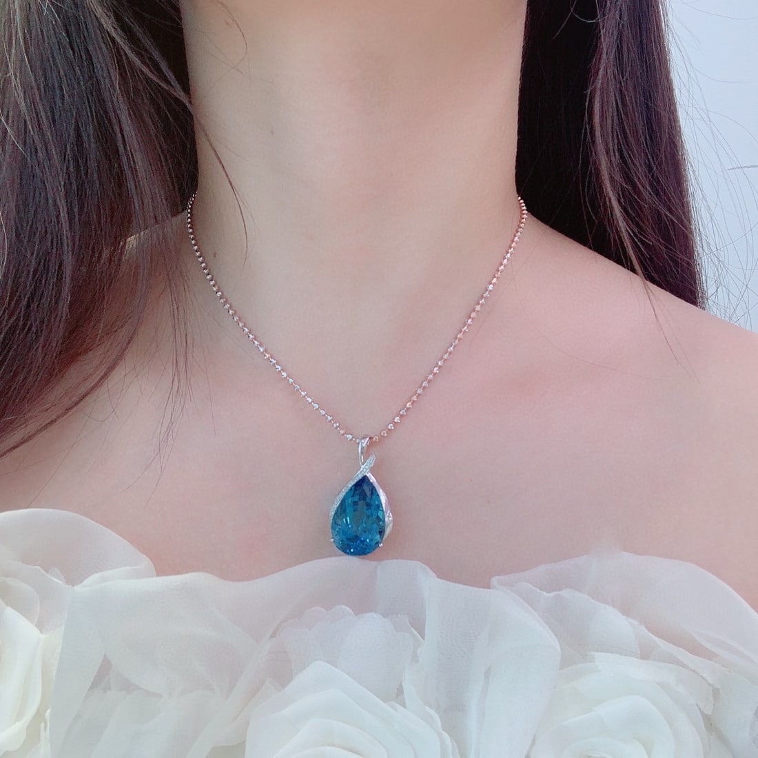 14k Gold 24 Ct Natural Topaz & Diamond Pendant( Without Chain ) - 6