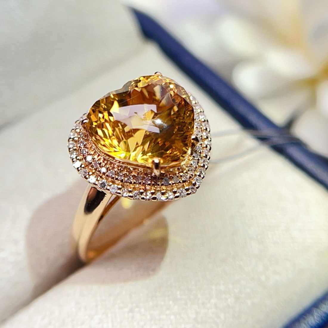 14k Gold 4.54 Ctw Natural Citrine & Diamond Ring - 4