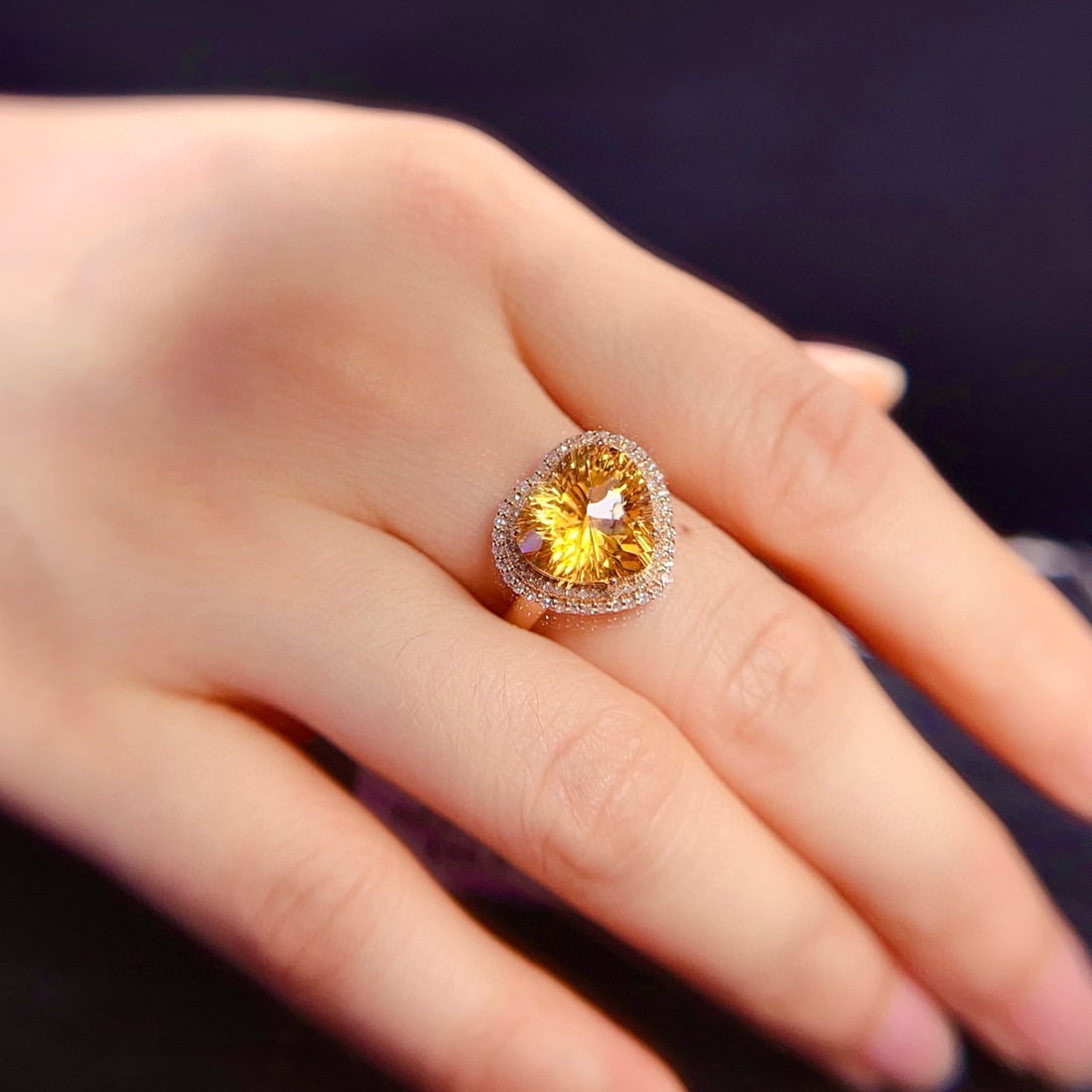14k Gold 4.54 Ctw Natural Citrine & Diamond Ring - 6