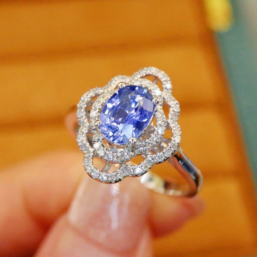 14k Gold 1.35 Ctw Natural Sapphire & Diamond Ring - 2