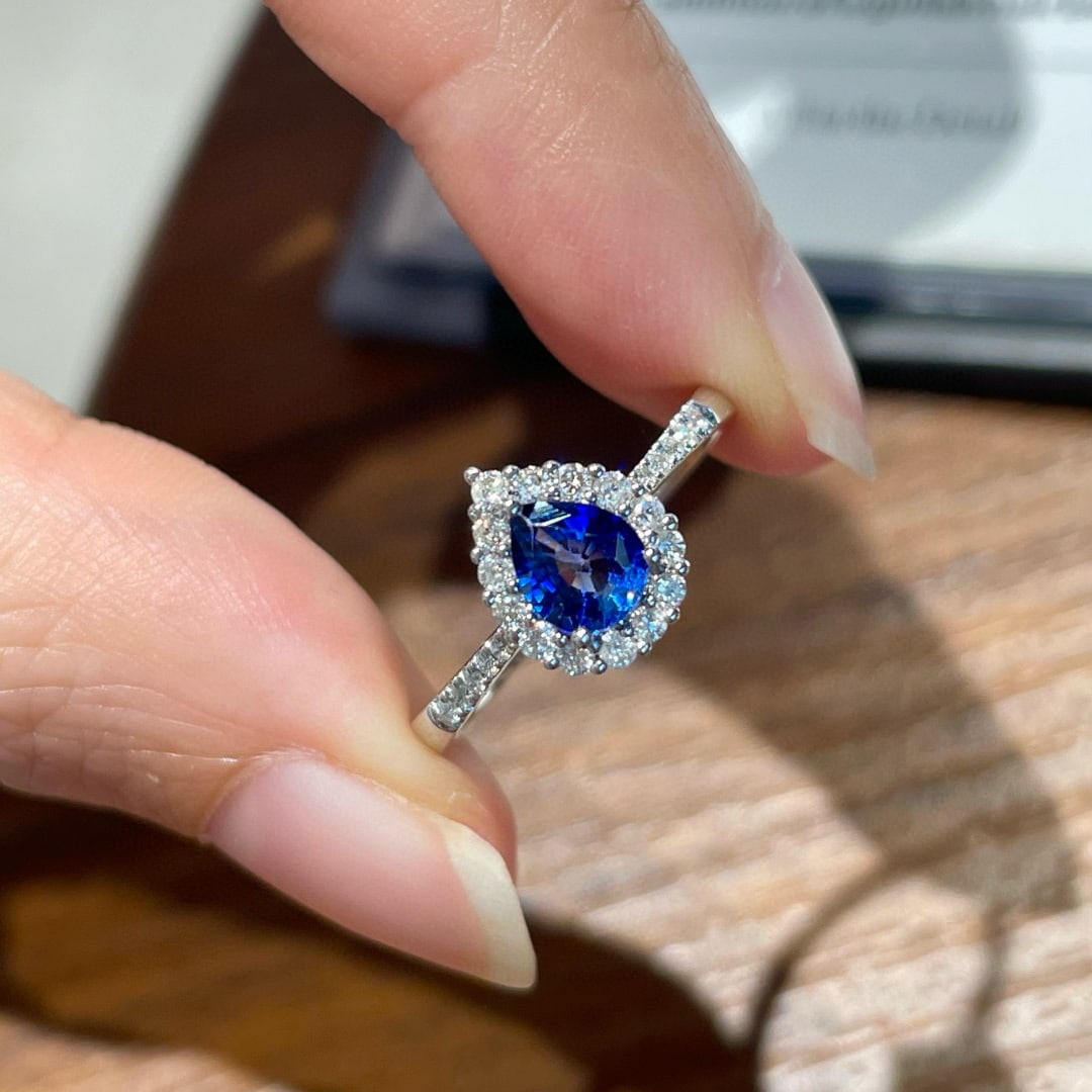 14k Gold 0.50 Ct Natural Sapphire & Diamond Ring - 5