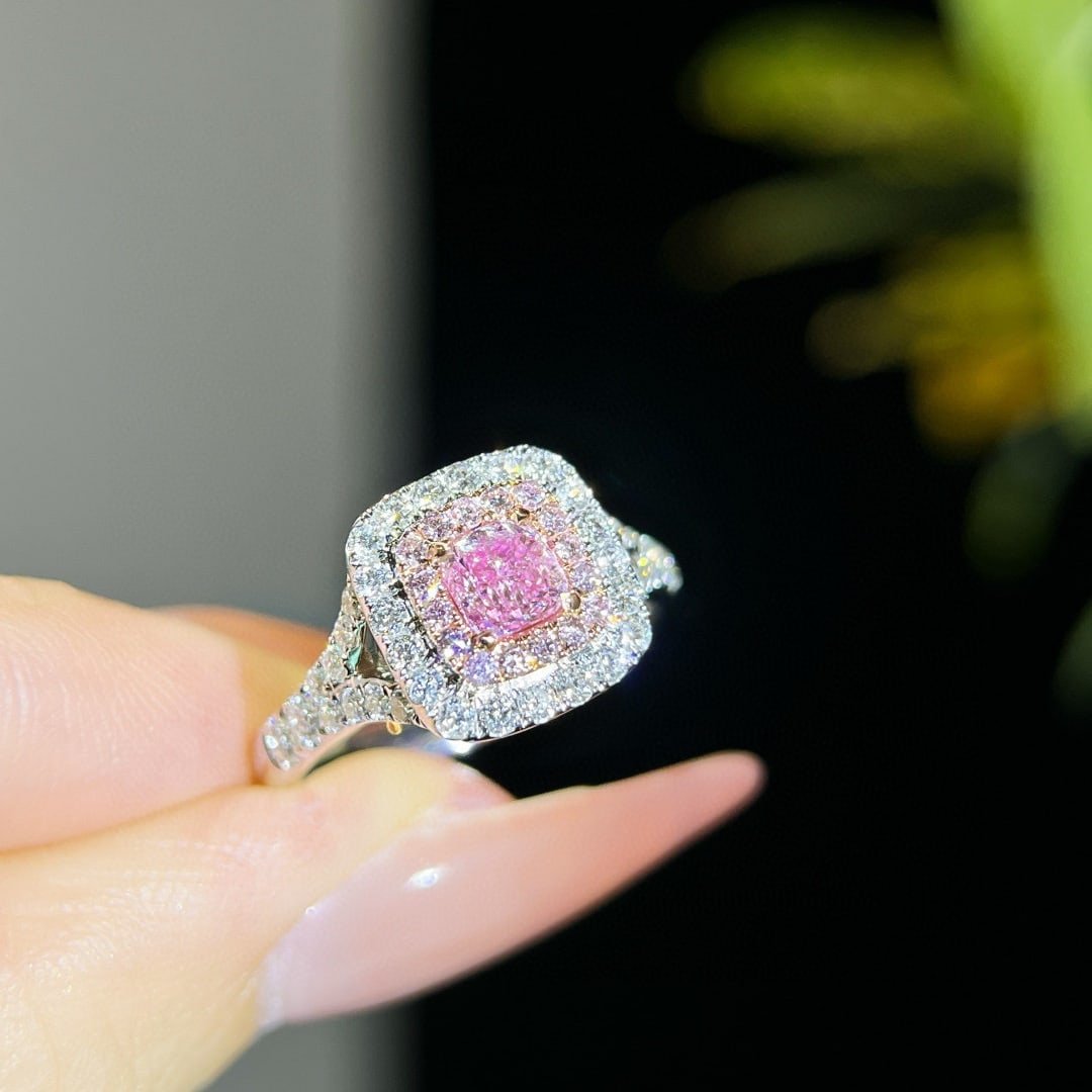 Gia Certified 14k Gold 1.19 Ctw Natural Pink Diamond & Diamond Ring - 2