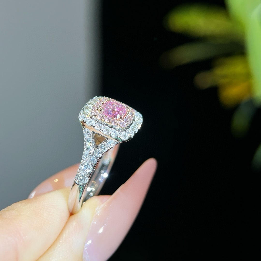 Gia Certified 14k Gold 1.19 Ctw Natural Pink Diamond & Diamond Ring - 3