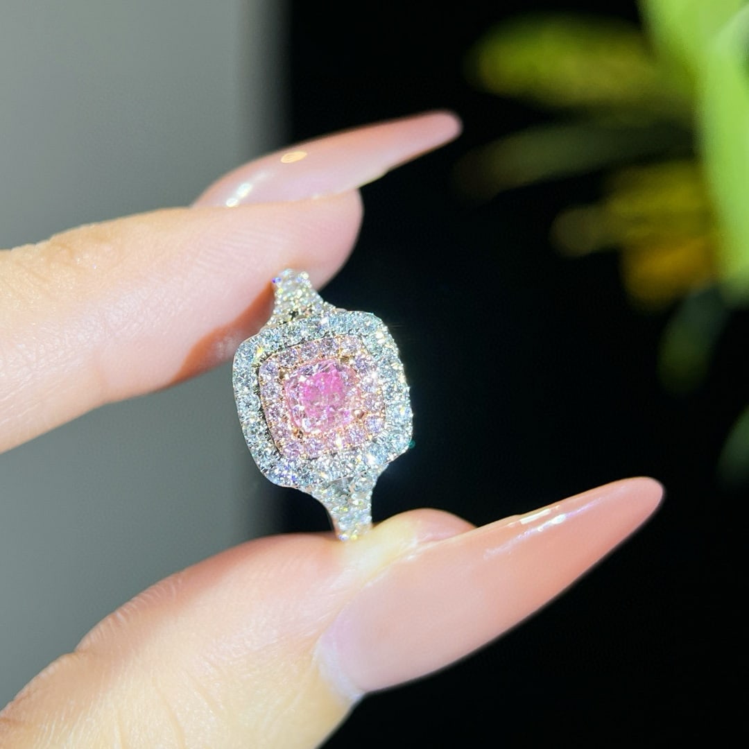 Gia Certified 14k Gold 1.19 Ctw Natural Pink Diamond & Diamond Ring - 4