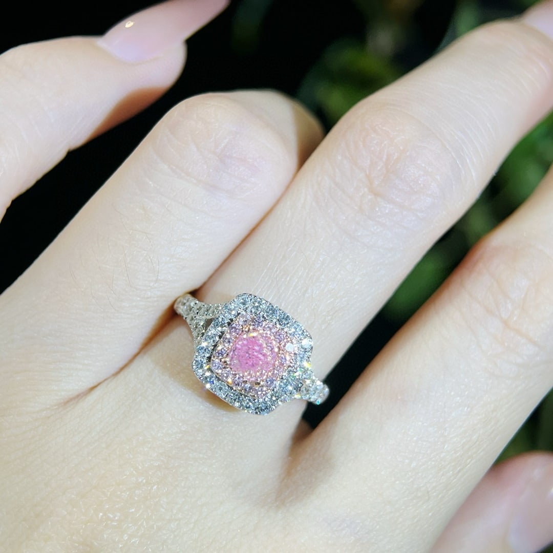 Gia Certified 14k Gold 1.19 Ctw Natural Pink Diamond & Diamond Ring - 5